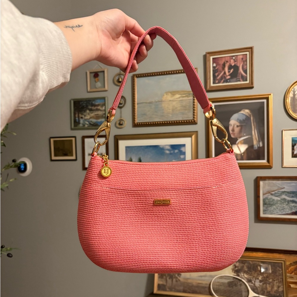 NWOT Eric Javits Pink Raffia Shoulder Bag